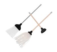 KOMBIUDA 3pcs Mini Cleaning Tool Mops Dollhouse Decoration Miniatures Mop and Broom Dollhouse Accessories Dollhouse Cleaning Supplies Dollhouse Furniture Mop and Broom Craft Plastic Black