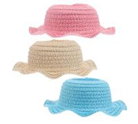 KOMBIUDA 3pcs Mini Crochet Straw Hats for Dolls Handmade Beach Style Accessories Lightweight and Airy Design for Dress Up and DIY Crafts Mini Sun Hats for Doll Collections