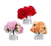 KOMBIUDA 3pcs Miniature Rose Vase Nordic Style Mini Artificial Plants Dollhouse Accessories Realistic Mini Garden Ornaments for Doll House Decor
