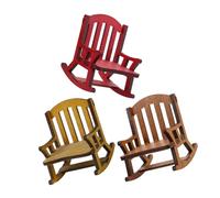 KOMBIUDA 3pcs Miniature Wooden Rocking Chair Tiny Armchair Dollhouse Furniture Accessories for Fairy Garden Decor Realistic Rocking Function Artistic Appeal for Micro Landscape Scenes