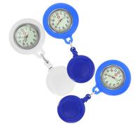 KOMBIUDA 3pcs Nurse Pocket Watch Portable Silicone Hanging Round Watches for Doctors and Nurses Stretchable Design with Black Light Blue White Colors with Precision Quartz Movement