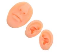 KOMBIUDA 3pcs Silicone Piercing Practice Model Set Realistic Body Part Simulation for Ear Nose Mouth Piercing Training and Jewelry Display Acupuncture Teaching Tool