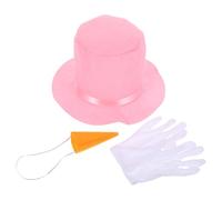 KOMBIUDA 3pcs Snowman Costume Kit Winter Party Outdoor Christmas Frosty Dress Up Set with Pink Hat Carrot Nose and Gloves for Family Holiday Fun and Snowman Role Play