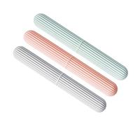 KOMBIUDA 3pcs Toothbrush Holder Travel Case Portable Toothbrush and Toothpaste Case Lid Random Color