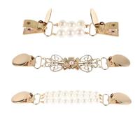 KOMBIUDA 3pcs Women's Scarf Clips for Cardigans Shawls Sweaters Vintage Pearl Collar Cinch Brooches Anti-exposure Fastening Accessories for Dresses and Outerwear