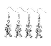 KOMBIUDA 4 Pairs Vintage Inspired Circus Clown Earrings for Women Creative Dangle Party Accessories Funny Clown Pendant for Carnival Halloween Festival Favors and Costume Cosplay