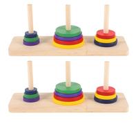 KOMBIUDA 4 Pcs Wooden Colorful Ten-Storey Tower of Hanoi Logic Puzzle Brain Teaser Intellectual Toy for Adults and Kids, Intellectual Toy for Home Decor and Party Playing, 19 * 9 * 12cm