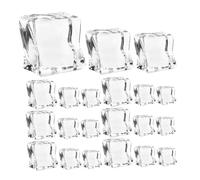 KOMBIUDA 40pcs Clear Acrylic Ice Cubes Realistic Irregular Square Fake Ice Rocks for Photography Bar Home Decor Display Food Photography Props with Elegant Transparent Design