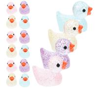KOMBIUDA 40pcs Glow in The Dark Miniature Resin Duck Figurines Garden Landscape Decoration Micro Decor for Dollhouse Aquarium Yard with Sky Blue Pink White Green