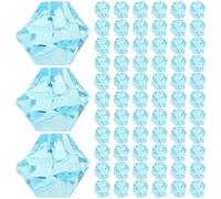 KOMBIUDA 450pcs Lake Blue Acrylic Fake Ice Cubes for Decoration, Reusable Artificial Ice Cubes Model, Photo Props and Vase Filler for DIY and Studio Posing