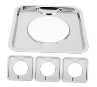 KOMBIUDA 4pcs 19cm Square Gas Stove Drip Trays Range Burner Pan Oil Spill Catcher Removable Gas Burner Drip Plates for Cooker Protection and Kitchen Cleanliness