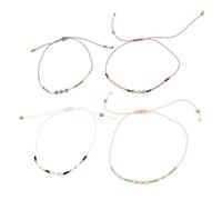 KOMBIUDA 4pcs Adjustable Boho Handmade Crystal Bead Bracelet with Waxed Rope Durable Handwoven Design for Womens Summer Beach Parties Dates and Daily Wear Stackable Fashion Jewelry