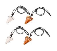 KOMBIUDA 4pcs Adjustable Coastal Style Sharks Tooth Necklace for Men Faux Bone Pendant Choker Beach Surfer Jewelry Souvenir with Wild Hawaiian Design
