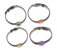 KOMBIUDA 4Pcs Adjustable Leather Rainbow Bracelets Chic Pride Wristbands for Men Women Stylish PU Leather Bands for Daily Wear Pride Month Parties and Sports Events