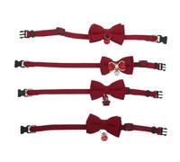 KOMBIUDA 4pcs Adjustable Pet Wedding Collars with Bells and Removable Bowtie Breakaway Safety Kitten and Puppy Necklaces for Celebrations Red Accessories for Cats and Dogs