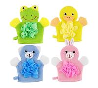 KOMBIUDA 4pcs Baby Bubble Bath Wash Gloves, Microfiber Bath Mitts for Children and Baby, Comfortable Scrubbing Gloves for Arms and Back, Practical Shower Accessory Random Color