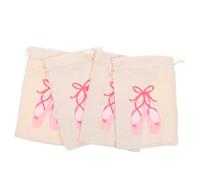 KOMBIUDA 4pcs Ballet Dance Drawstring Bags for Portable Canvas Tote Pouches with Artistic Ballet Patterns Lightweight Organizer for Shoes Costumes Accessories for Practice and Performances