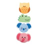 KOMBIUDA 4pcs Boys and Girls Animal Bath Sponge Koala Owl Elephant Soft Absorbent Reusable Wood Pulp Cotton Sponges for Bathing
