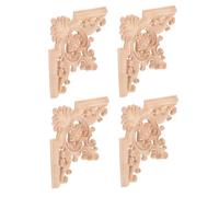 KOMBIUDA 4pcs Carved Floral Applique French Style Ceiling Corner Decorations for Living Home Decor Ornate Wooden Onlay Decals with Detailed Craftsmanship and Easy Installation