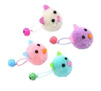 KOMBIUDA 4pcs Cat Plush Mouse with Bell Soft Pet Cat Playthings for Kitten Exercise and Self-amusement Interactive Biting in Purple Pink Blue White