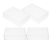 KOMBIUDA 4pcs Clear Plastic Jewelry Boxes Transparent Rectangular Bead Containers for Jewelry Display Packaging and Storage Organizer with Visible Protection