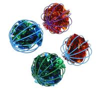 KOMBIUDA 4pcs Colorful Interactive Crinkle Cat Balls for Cage Play Reusable Sound Paper Balls Stimulate Mental and Physical Activity for Indoor Cats