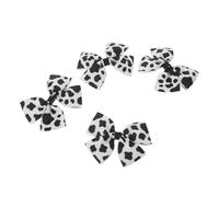 KOMBIUDA 4pcs Cow Print Bow Side Hair Clips for Comfortable Alligator Clips with Strong Hold Black White Cow Hair Accessories for Little School Party