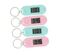 KOMBIUDA 4pcs Digital Keychain Pocket Watch for Students Silent Mini Electronic Fob Watch with Vibrant Candy Colors Use Button Layout Lightweight for Backpacks and Key Rings
