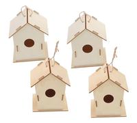 KOMBIUDA 4pcs Diy Unfinished Wooden Birdhouses for Boy Girl Creative Craft Kits for Painting and Decorating Nature-inspired Bird House for Outdoor Fun and Activities