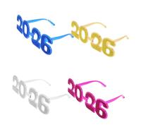 KOMBIUDA 4pcs Eyeglasses Happy Year Photo Prop Party Sunglasses for Graduation Holiday Events Lightweight Design Festive Accessory for Memorable Moments