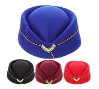 KOMBIUDA 4pcs Flight Attendant Beret Lightweight Comfortable Air Hostess Caps for Women Airline Uniforms Cosplay Theme Parties Movie Shoots Black Wine Red Blue