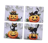 KOMBIUDA 4Pcs Halloween Mouse Pads Non-skid Rubber Mousepad with Cartoon Cat and Pumpkin Designs Computer Mousepad for Gaming and Desk Use