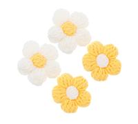 KOMBIUDA 4pcs Handmade Chenille Crochet Flower Brooch Floral Yarn Pins for Garment Accessories DIY Clothing Decor and Compact Jewelry Embellishments