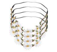 KOMBIUDA 4pcs Handwoven Daisy Flower Headband for Floral Crown with White Daisies Elegant Hair Accessory for Weddings Vacations Beach Photoshoots Princess Inspired Charm