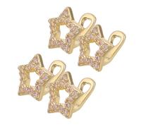 KOMBIUDA 4pcs Hollow Star Rhinestone Tooth Grill Caps Decorative Mouth Jewelry for Men Women Hip Hop Party Accessories Golden Sparkly Single Teeth Cover