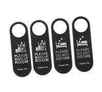 KOMBIUDA 4pcs Leather Door Hanging Tags Double Sided Hotel Signs Do Not Disturb Please Clean Up for Hotel and Office Use
