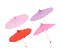 KOMBIUDA 4pcs Mini Oil-paper Umbrellas for DIY Hand-painting Craft Projects Bamboo Paper Material Lightweight Hanging Ornaments in Pink Red Purple