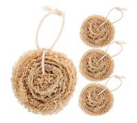 KOMBIUDA 4pcs Natural Loofah Dish Scrubber Sponge Set, Brown Non Scratch Dishwashing Sponges that Can Be Hung, Multi-Functional Kitchen Cleaning Tool Will Not Hurt Skin
