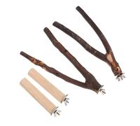 KOMBIUDA 4pcs Natural Wood Parrot Standing Rods with Bark Comfortable Perches for Budgies Parakeets Lovebirds Install Cage Accessories for Rest and Entertainment