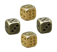 KOMBIUDA 4Pcs Old Treatment Brass Dice Decorative Gaming Props for Nightclubs Home Gatherings Unique Polished Design for Parties Bars Vintage Style Accessory Random Color