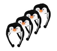 KOMBIUDA 4pcs Penguin Earflap Hats Funny Cartoon Party Headgear Cosplay Props for Adults and Couples Soft Material Cute Photo Accessory for Birthday and Carnival