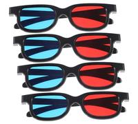 KOMBIUDA 4pcs Plastic Movie Glasses Red Blue Anaglyph Eyewear for Tv Computer Projector Design for Men Women Enhanced Viewing Experience