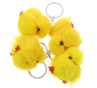 KOMBIUDA 4pcs Plush Yellow Chicken Keychains Mini Chicken Pendant Cute Bag Charms for Women Easter Party Favors Farm Animal Accessories