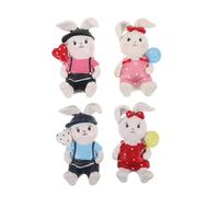 KOMBIUDA 4pcs Rabbit Shaped Adhesive Plug Hooks for Wall - Decorative Animal Cord Holder Organizer for Chargers and Power Outlets - Cute Rabbit Design for Home Storage and Cable Management