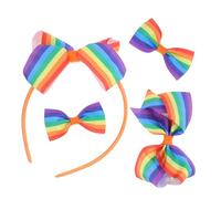 KOMBIUDA 4PCS Rainbow Bowknot Headbands for Pride Day Comfortable Striped Hair Bands for Adults Stylish Parade Accessories for Weddings Parties and Festivals