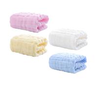 KOMBIUDA 4pcs Six-Layer Cotton Baby Washcloths Soft Reusable Burp Cloths Infant Drool Towels Machine Washable for Newborns and Baby Shower Parties