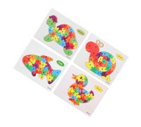 KOMBIUDA 4pcs Wooden Alphabet Puzzle for Colorful Animal Patterns Educational Jigsaw Painted Premium Smooth Rounded Edges for Learning to Letters