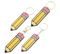 KOMBIUDA 4pcs Wooden Rainbow Pencil Keychains Double-sided Cartoon Keyring Set for Teachers School Supplies Decorative Bag Pendant Mini Pencil Pendant Hanging Charm