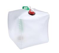 KOMBIUDA 5 Gallon/20L Collapsible Water Container Sturdy PVC Easy-Pour Spigot Foldable Water Storage Cube for Camping Climbing Outdoor Activities