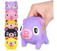 KOMBIUDA 5 Pcs Animal Squeeze Cute Pig Bear Tiger Shapes Stress Relief Funny Cartoon for Boys Soft Material